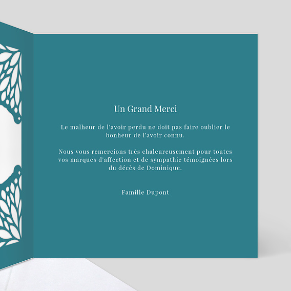 Carte remerciement décès Mosaïque Intérieur Droit