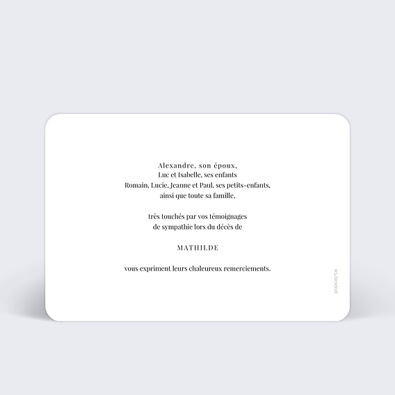 Carte remerciement décès Pointillés Verso