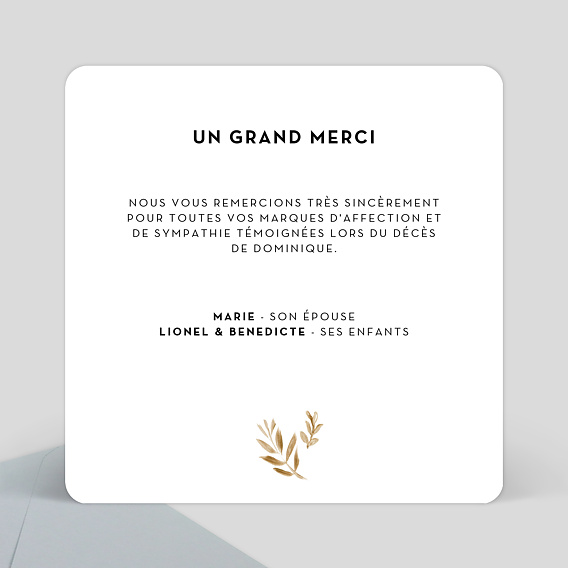 Carte remerciement décès Golden Jungle Verso