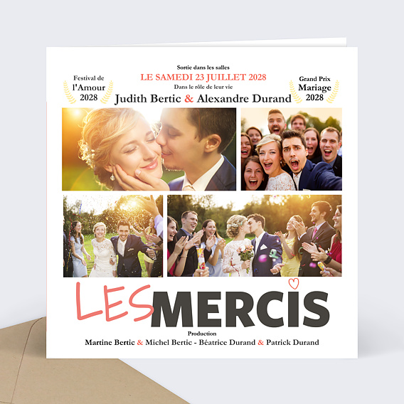 Carte remerciement mariage Affiche de Film