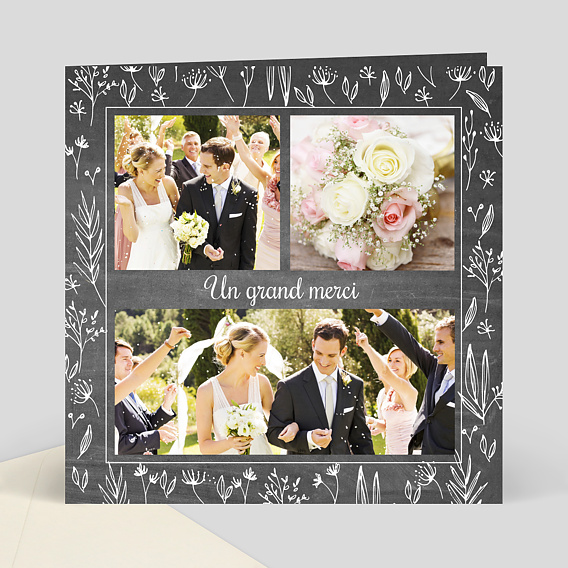 Remerciements mariage Remerciement mariage Ardoise Florale