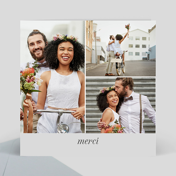 Remerciements mariage Bandeau gris