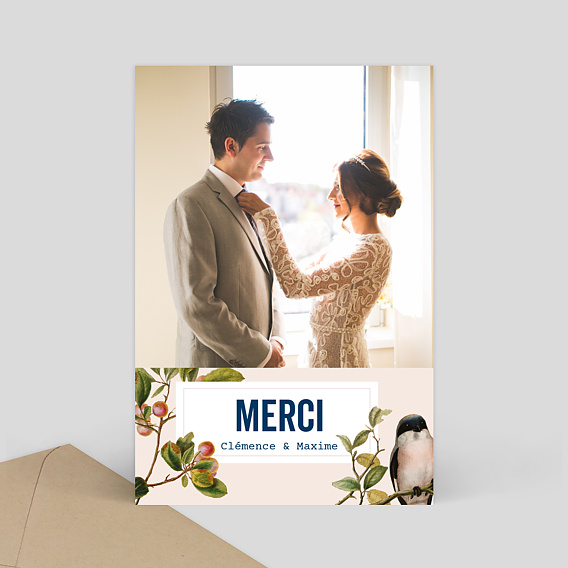 Remerciements mariage Birds