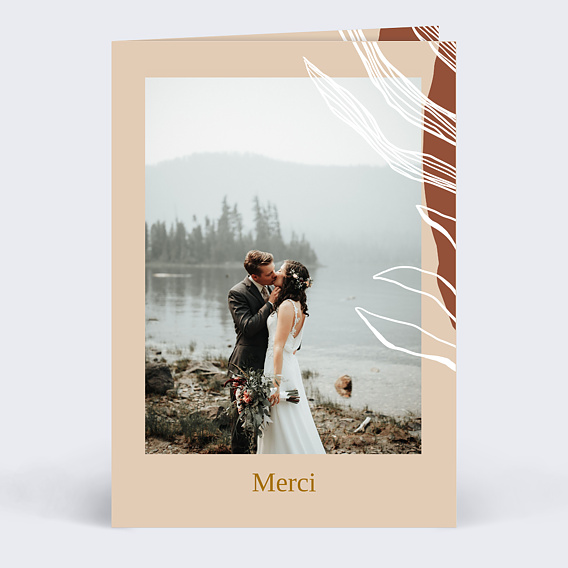 Carte remerciement mariage Boho