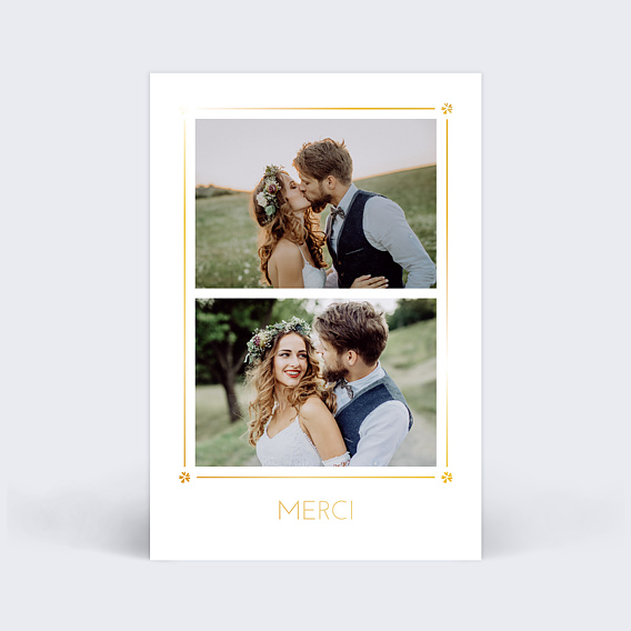 Carte remerciement mariage Cadre Chic