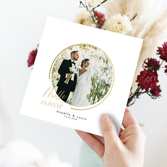 Carte remerciement mariage Cadre Design