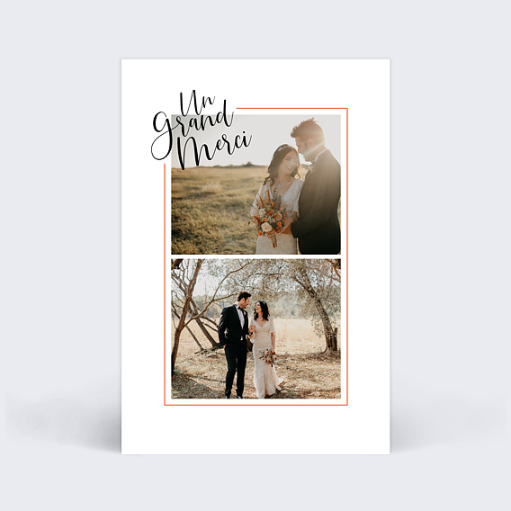 Carte remerciement mariage Cadre Typographique II
