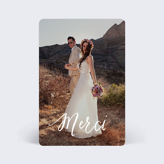 Carte remerciement mariage Calligraphie