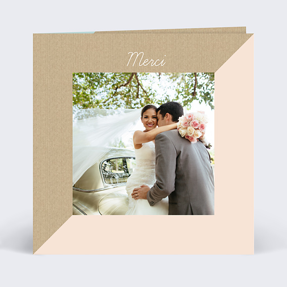 Remerciements mariage Carré pastel