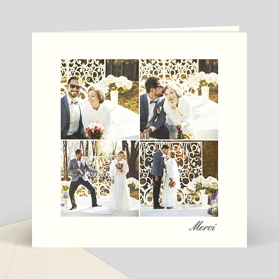 Remerciements mariage Classique beige
