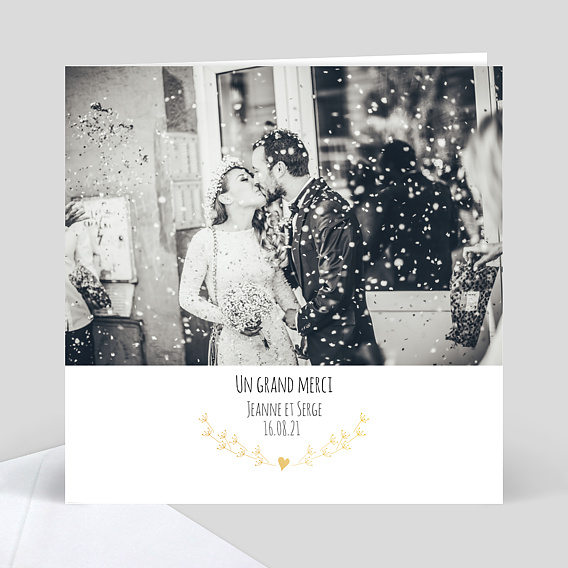 Remerciements mariage Coeur bucolique 1 photo