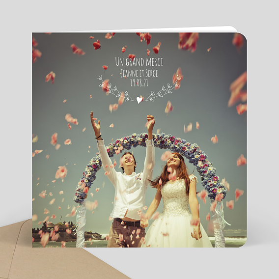 Remerciements mariage Coeur bucolique simple
