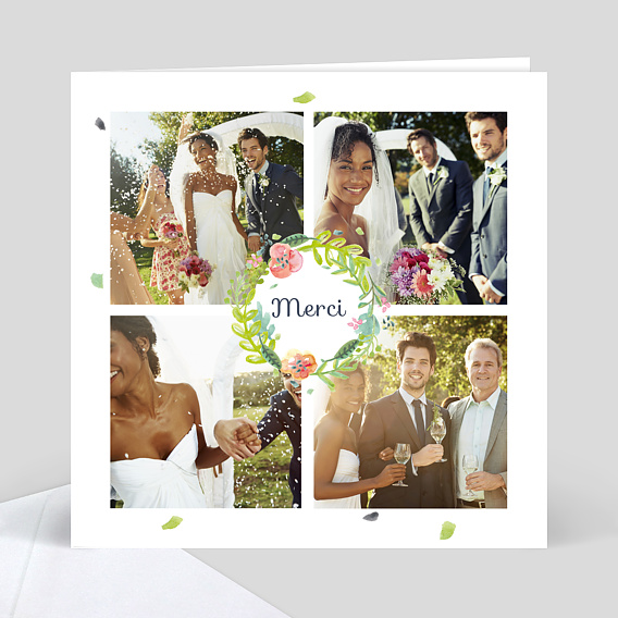 Remerciements mariage Remerciement mariage Couronne aquarelle