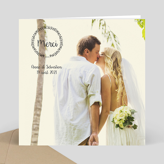 Remerciements mariage Couronne fleurie simple