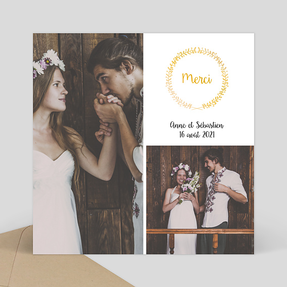 Remerciements mariage Couronne fleurie Simple