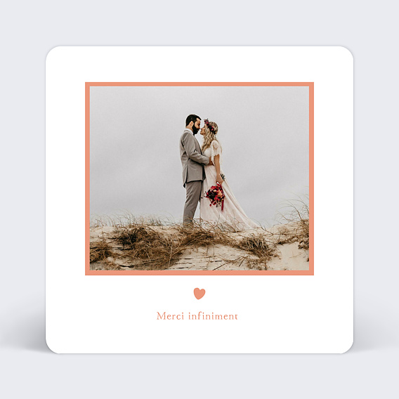 Carte remerciement mariage De Tout Coeur