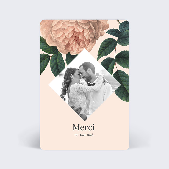 Carte remerciement mariage Délicate