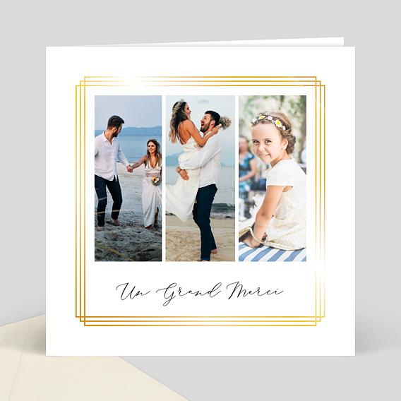 Remerciements mariage Dorure cadre 3 photos