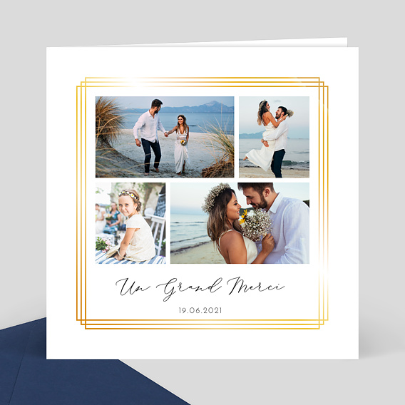 Remerciements mariage Dorure cadre 4 photos