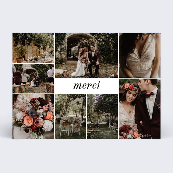 Carte remerciement mariage Evasion