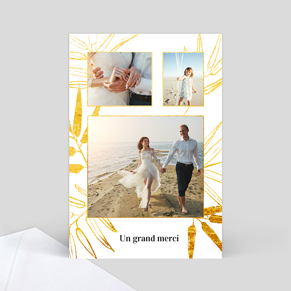 Remerciements mariage Remerciement Mariage Feuilles d'or