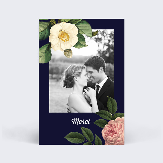 Carte remerciement mariage Flowers