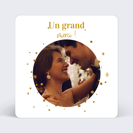 Carte remerciement mariage Golden Dots