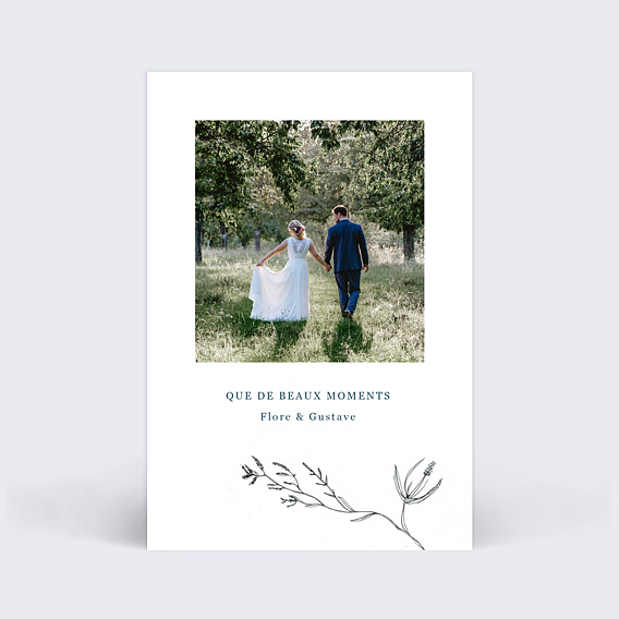 Carte remerciement mariage Idylle