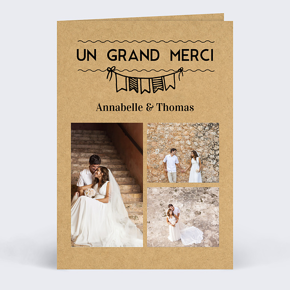 Carte remerciement mariage Petit carnet