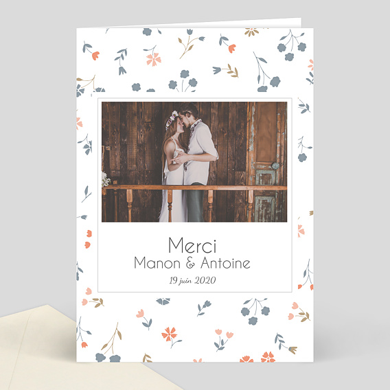 Remerciements mariage Liberty bleuets