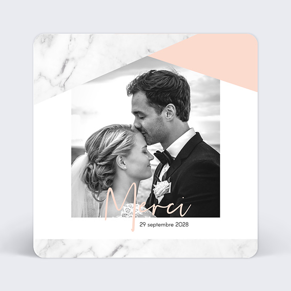 Carte remerciement mariage Marbre