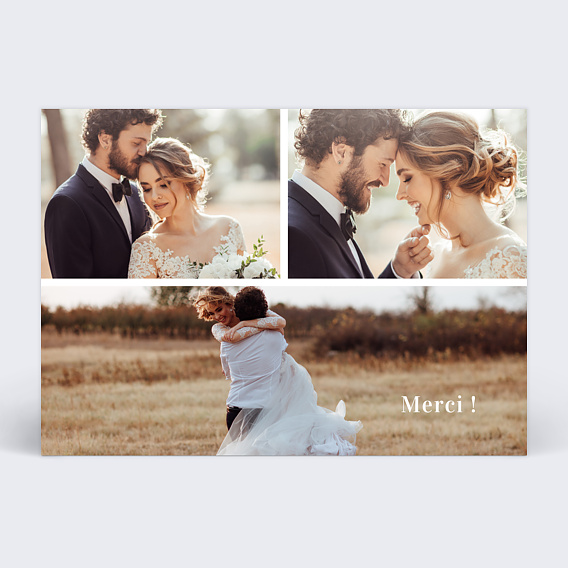 Carte remerciement mariage Multiphoto Horizontale 2-1