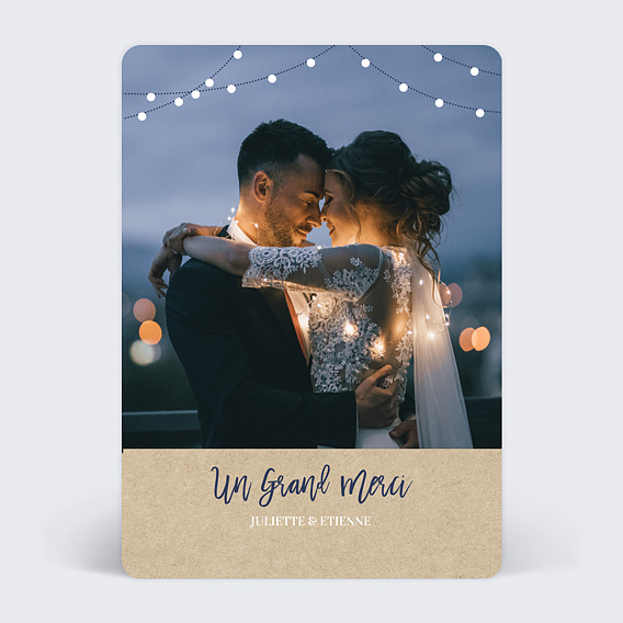 Carte remerciement mariage Notre Histoire