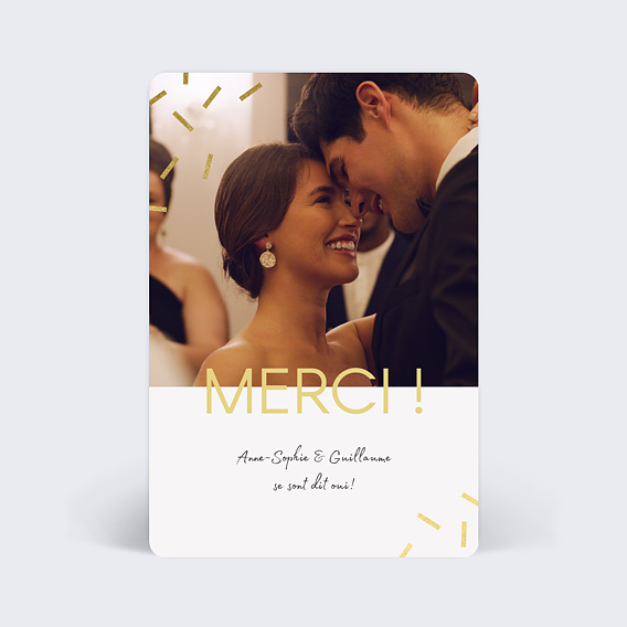 Carte remerciement mariage Paillettes Chic