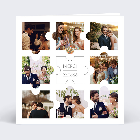 Carte remerciement mariage Remerciements Mariage Puzzle