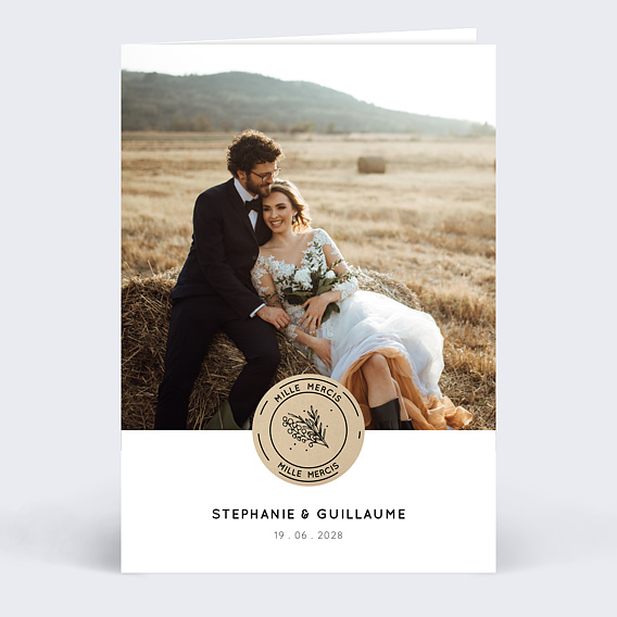 Carte remerciement mariage Retro Chic