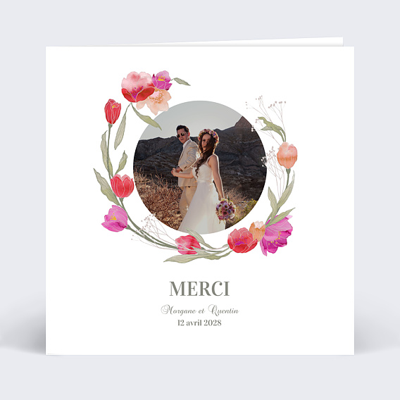 Carte remerciement mariage Ronde de Fleurs