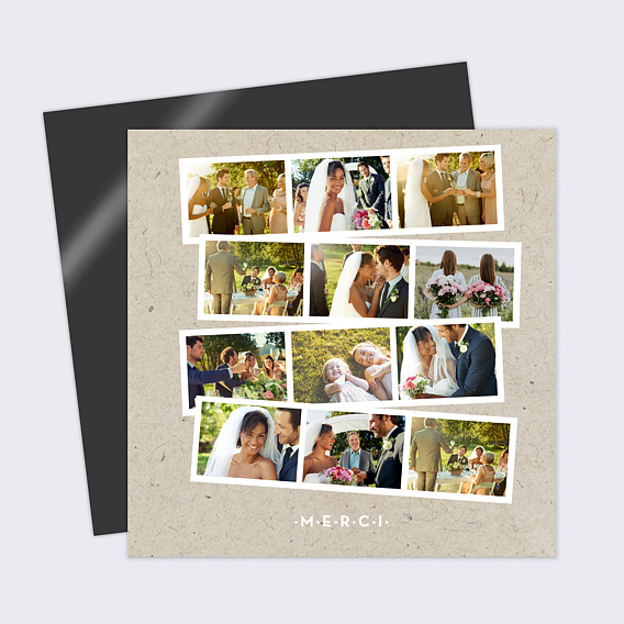 Carte remerciement mariage Rétrospective Photomaton