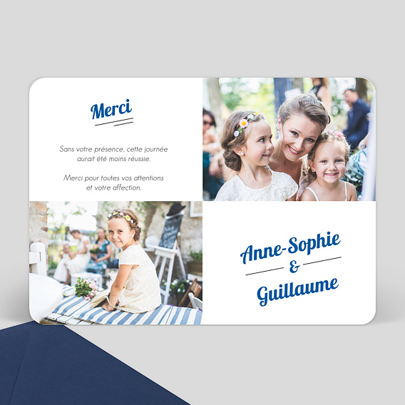 Carte remerciement mariage Carrés Graphiques (dos photo) Verso