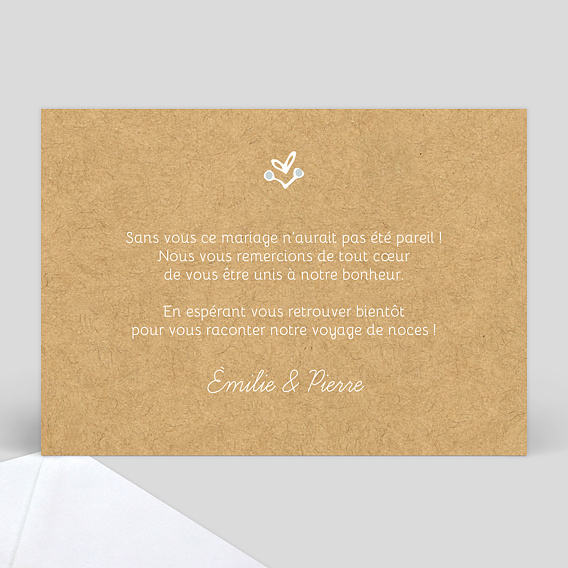 Carte remerciement mariage Timeline Dentelle Verso