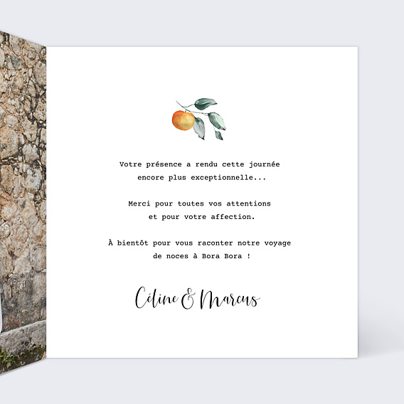 Remerciements mariage Agrumes