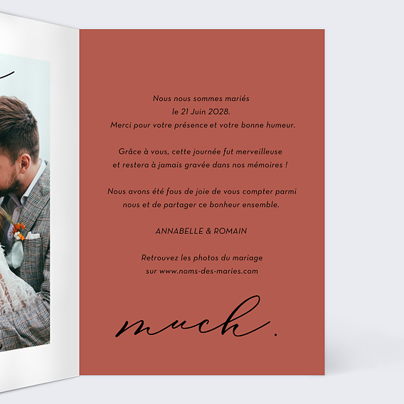 Carte remerciement mariage Happy Hours Intérieur Droit