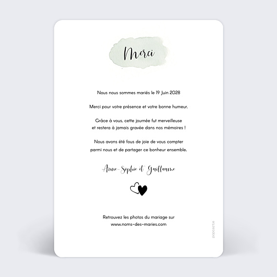Remerciements mariage Tempo