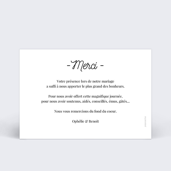 Remerciements mariage Tirets Blanc