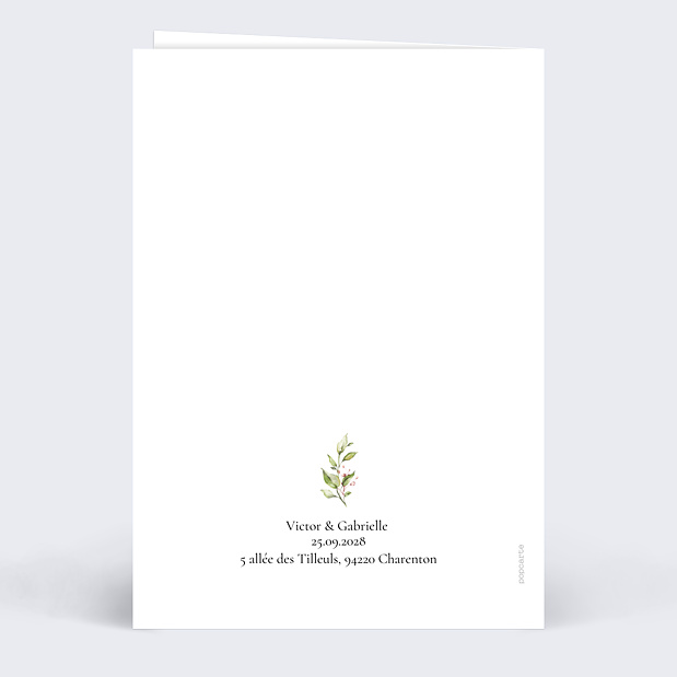 Remerciements Mariage Lettrines Botaniques Verso