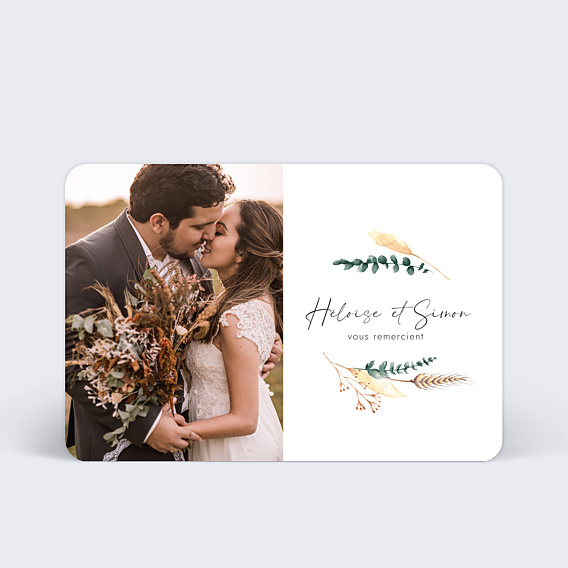 Remerciements mariage Just Married Floral