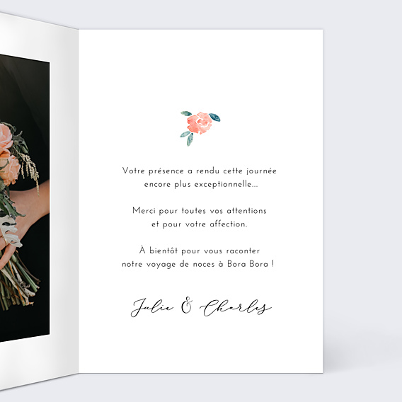 Remerciements mariage Envolée Florale