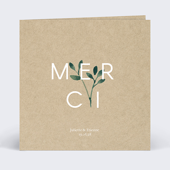 Carte remerciement mariage Ombrage