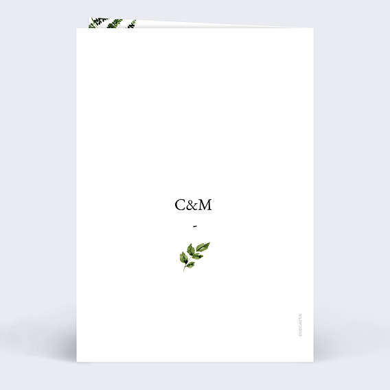 Carte remerciement mariage Aquarelle Botanique Verso