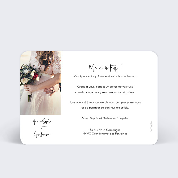 Remerciements mariage Bandeau (dos photo)